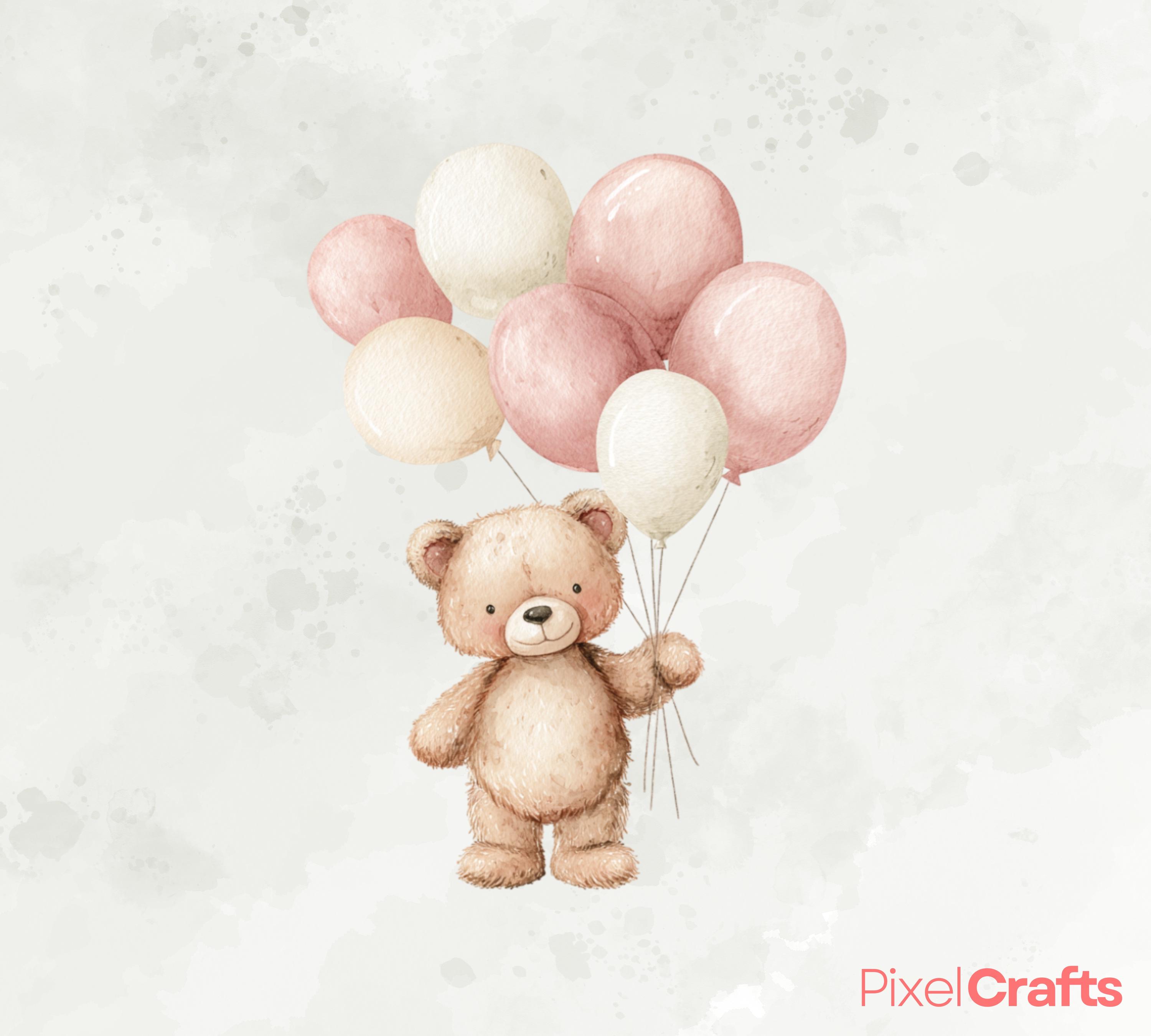 First Birthday Teddy Bear Clipart Set, Watercolor Bear Cake Png, 1st ...