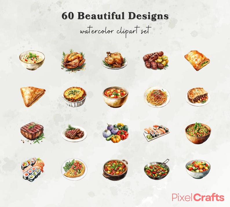 Dinner Clipart Bundle, Food Menu Clipart, Meal Graphics Png, Food Png ...