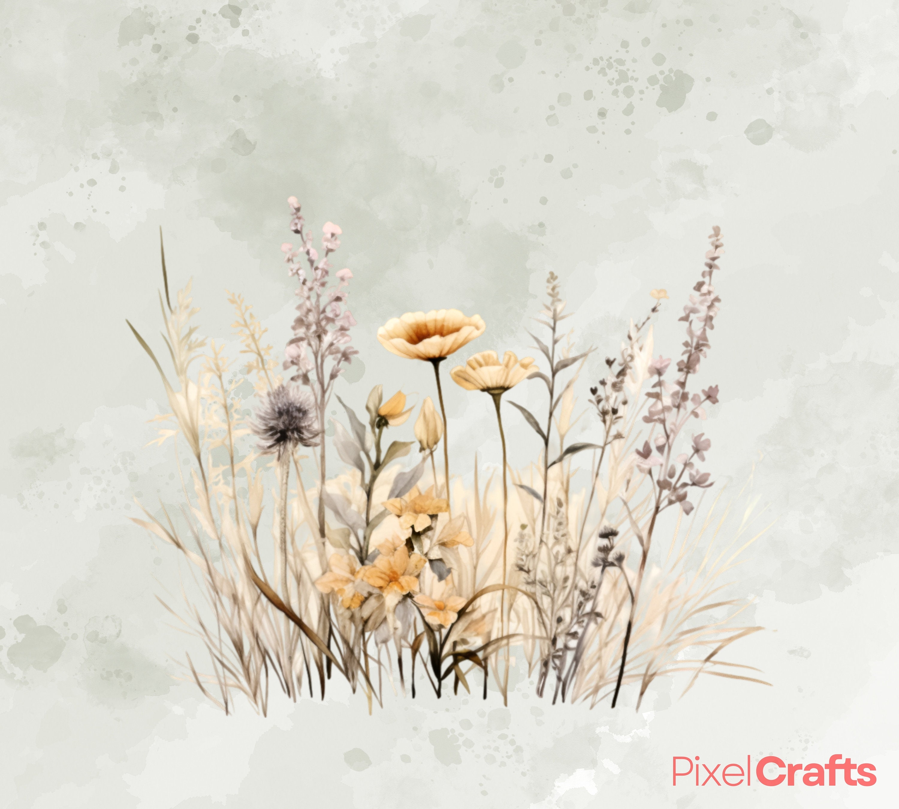 Watercolor Dried Wildflowers Clipart, Wildflower Clipart Bundle ...
