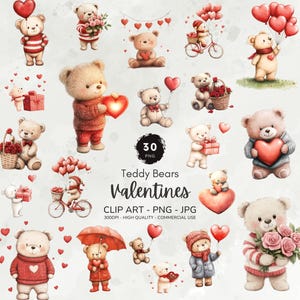 Valentine Teddy Bear Clipart, Valentines Clipart, Cute Teddy Bear Graphics, Valentines Day Png Graphics, Romantic Clipart, Love Heart Pngs