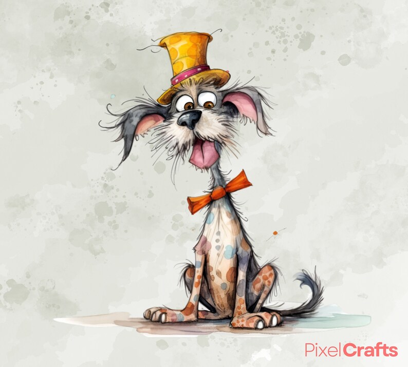 Whimsical Funny Dogs Clipart, Quirky Cute Doggie Png, Whimsical ...
