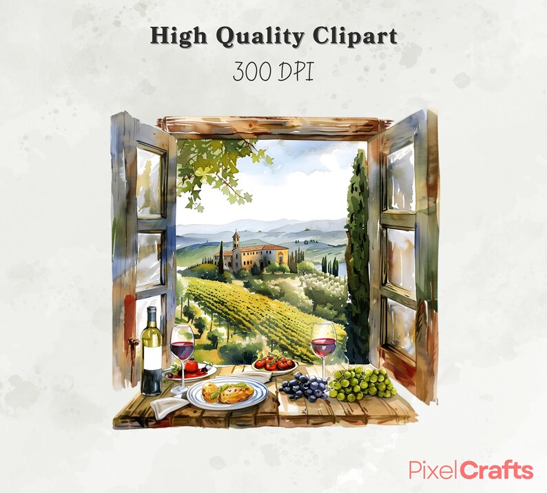 Tuscan Window Rvt Tuscany Window Clipart, Italian Kitchen Clipart, Tuscany Landscape ...