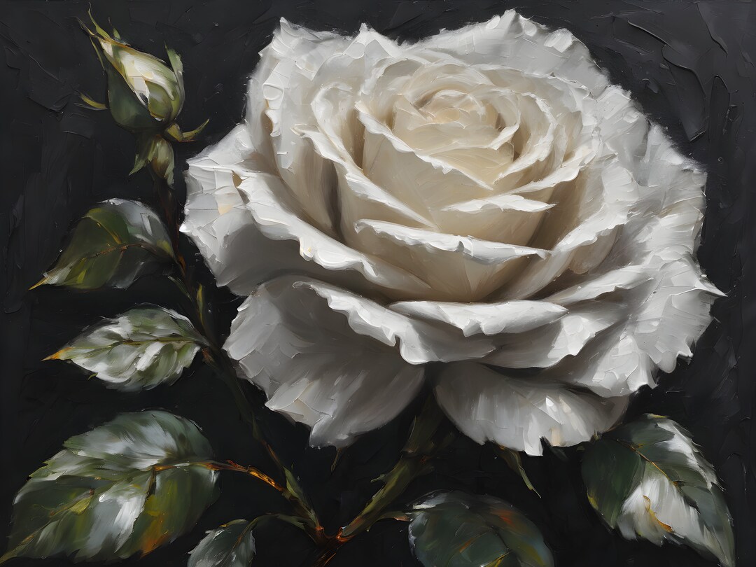 White Roses Color Art White Rose Digital Floral Art Digital Download Rose Printable Download ...