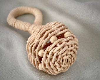 Rattan rattle Baby shower gift Wooden toy Montessory toy