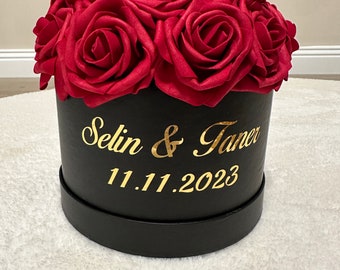 Boîte à roses personnalisée, Isteme çiçeği, Rosebox, Saint-Valentin, Fête des Mères