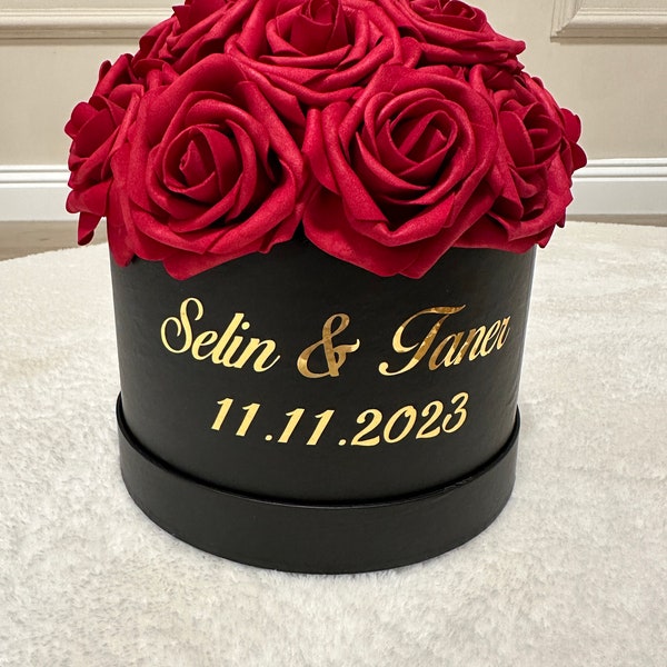 Personalized Rose Box, Isteme çiçeği, Rosebox, Valentine's Day