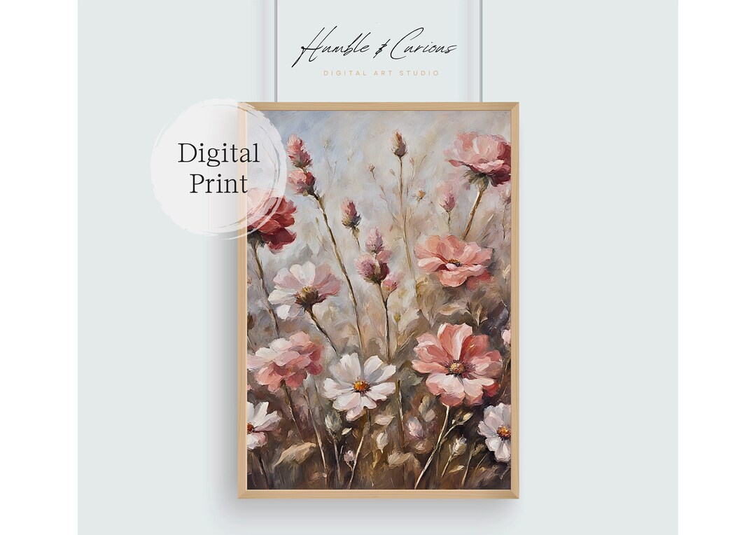 Wild Roses Wall Art Print, Vintage Spring Home Decor, Blush Pink ...