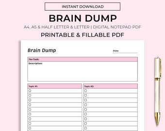 Brain Dump, Student Planner, Student Planner Printable, Desk Planner, School Planner, Instant Download, A4/A5/Half Letter/Letter