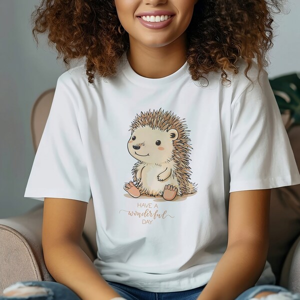 Chemise hérisson drôle, t-shirt hérisson mignon, chemise motif porc-épic, chemise porc-épic mignonne, chemise amoureux des animaux, passez une bonne journée