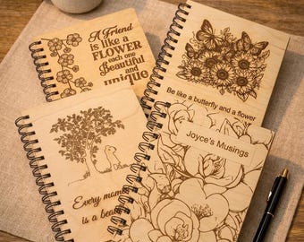 Carnet en bois personnalisé – Choisissez votre thème – Carnet gravé