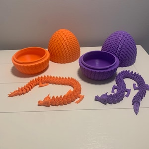 3D Printed Dragon Egg with Baby Dragon | Articulated Fantasy Toy | Screw-Together Egg Surprise Gift