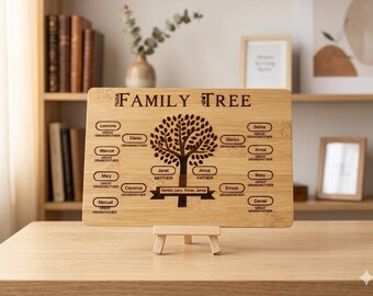 Plaque murale personnalisée avec nom de famille, en bois, idéale comme cadeau d'anniversaire ou de pendaison de crémaillère, style rustique.