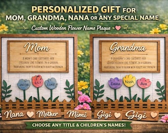 Plaque nominative en bois personnalisée pour jardin, enseigne familiale personnalisée en forme de fleur