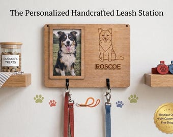 Porte-laisse personnalisé avec photo, crochet mural gravé au nom de votre animal, cadeau commémoratif pour chien, organisateur d'entrée