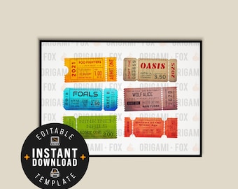 アート・デザイン・音楽 Carouschka's Tickets Personalised Ticket Stub Print / Poster - Add Your Favourite Gigs