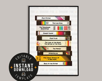 Custom Retro Video Tape Print - Printable Movie Poster - Custom Design - Downloadable Retro Film Gift - Instant Template - Print at Home