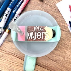 Stanley Teacher Personalized Topper - The perfect Stanley tumbler tag accessories gift with 15 colors to choose from.