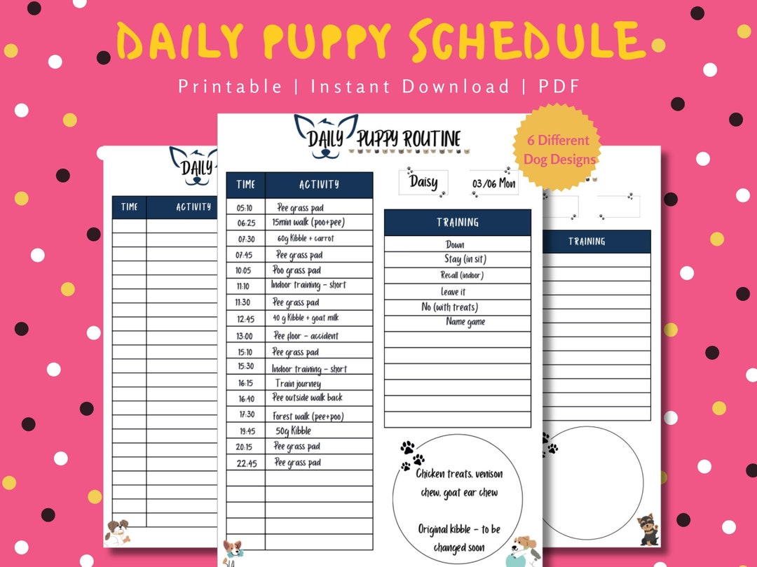 Printable Puppy Planner PDF Dog Routine Daily Schedule Meal Training ...