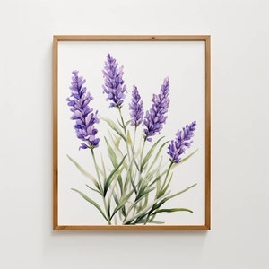 Lavendel Blumen Aquarell digitale Kunst, Wandkunst, Pflanzendruck, Posterdruck, Geschenk