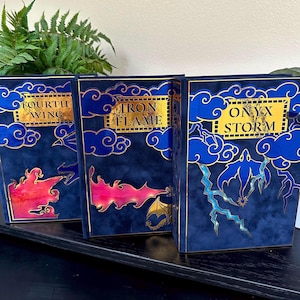 Empyrean Series Rebind | Fourth Wing, Iron Flame, and Onyx Storm | Light Up Book Covers | Handmade Rebind