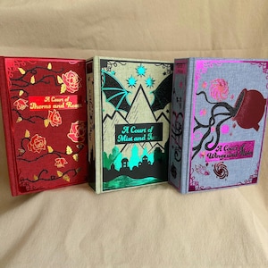 ACOTAR Series Rebind (Books 1-3). Hand-made rebound editions of acotar, acomaf, and acowar.