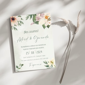 Celebra el Amor: Invitación Editable con Toques Botánicos