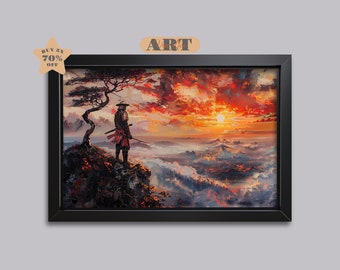 Samurai Artwork Ronin Samurai Painting Japan Art Samurai Warrior Artwork Feudal Japan Painting Samurai Oil Painting Samurai Poster Japanese