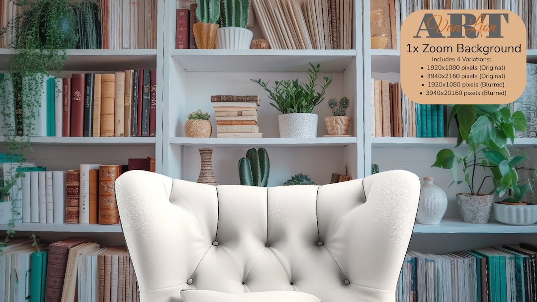 White Book Case Zoom Background, Virtual Background, Zoom Meeting, Zoom