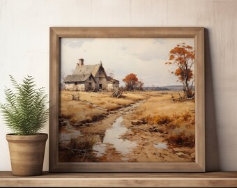Chemins altérés, art du paysage imprimable, impression vintage, peinture de paysage de campagne, téléchargement numérique