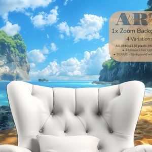 Strand Zoom-bakgrund med stol Naturbakgrund Hav Google Meet-terapi Distansarbete Microsoft Team Online-terapibakgrund