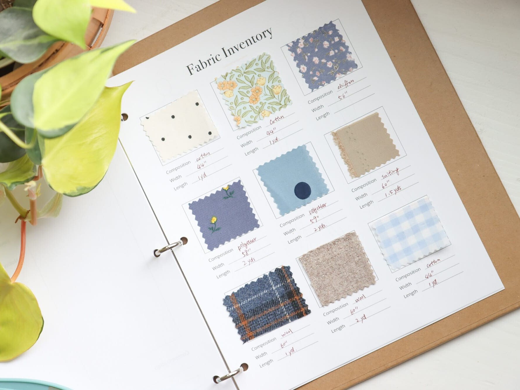 Sewing Project Planner: Fabric & Pattern Inventory Tracker (PDF ...