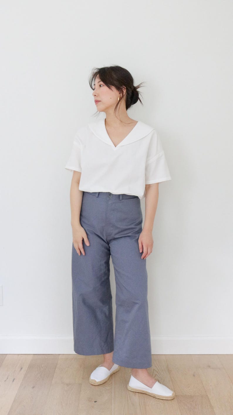 Nerina Top Sailor Collar PDF Sewing Pattern | Size Inclusive 0–24 | Beginner Friendly | Video Tutorial | Drop shoulder sailor collar top image 16