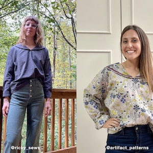 Nerina Top Sailor Collar PDF Sewing Pattern | Size Inclusive 0–24 | Beginner Friendly | Video Tutorial | Drop shoulder sailor collar top image 9