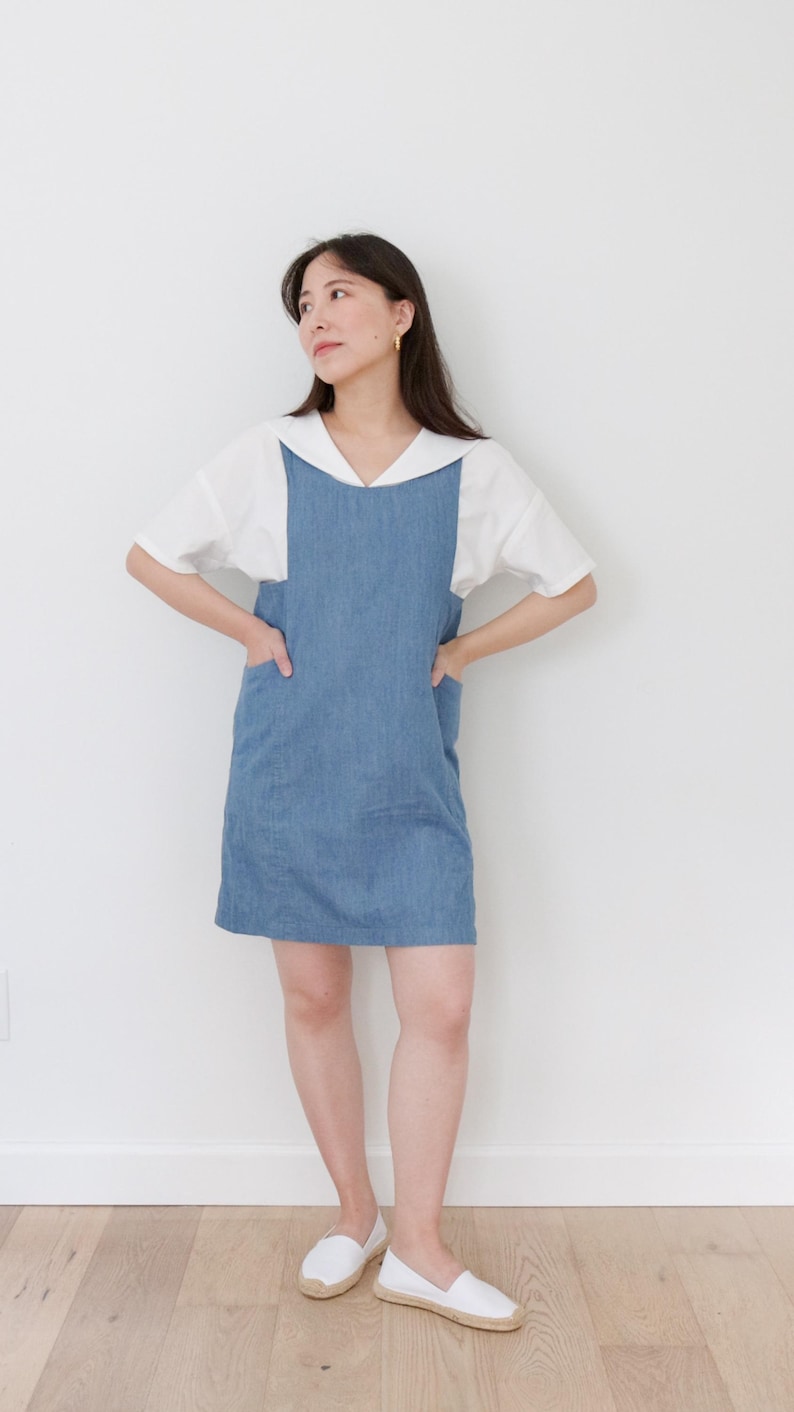 Nerina Top Sailor Collar PDF Sewing Pattern | Size Inclusive 0–24 | Beginner Friendly | Video Tutorial | Drop shoulder sailor collar top image 18
