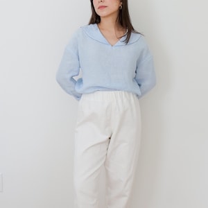 Nerina Top Sailor Collar PDF Sewing Pattern | Size Inclusive 0–24 | Beginner Friendly | Video Tutorial | Drop shoulder sailor collar top image 12