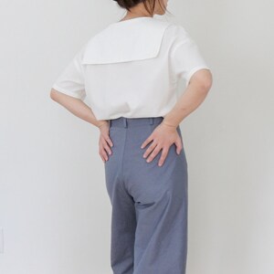 Nerina Top Sailor Collar PDF Sewing Pattern | Size Inclusive 0–24 | Beginner Friendly | Video Tutorial | Drop shoulder sailor collar top image 17