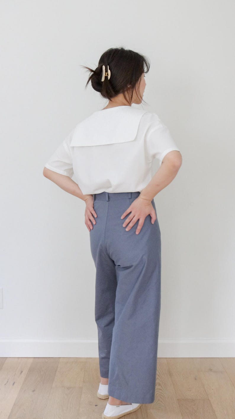 Nerina Top Sailor Collar PDF Sewing Pattern | Size Inclusive 0–24 | Beginner Friendly | Video Tutorial | Drop shoulder sailor collar top image 17