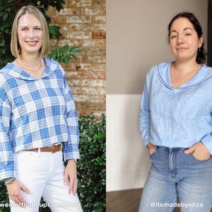 Nerina Top Sailor Collar PDF Sewing Pattern | Size Inclusive 0–24 | Beginner Friendly | Video Tutorial | Drop shoulder sailor collar top image 7