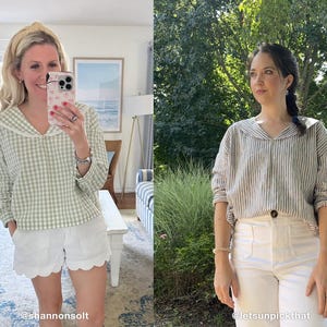 Nerina Top Sailor Collar PDF Sewing Pattern | Size Inclusive 0–24 | Beginner Friendly | Video Tutorial | Drop shoulder sailor collar top image 8