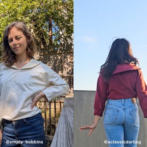 Nerina Top Sailor Collar PDF Sewing Pattern | Size Inclusive 0–24 | Beginner Friendly | Video Tutorial | Drop shoulder sailor collar top image 10
