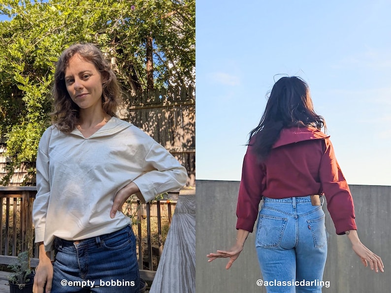 Nerina Top Sailor Collar PDF Sewing Pattern | Size Inclusive 0–24 | Beginner Friendly | Video Tutorial | Drop shoulder sailor collar top image 10