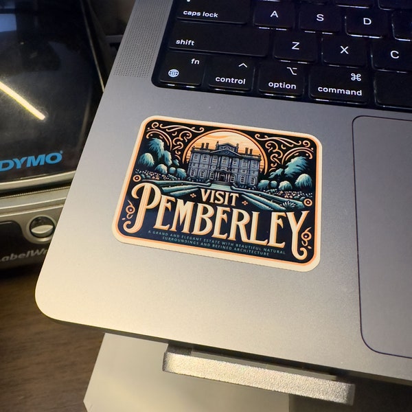 Visit Pemberley Tourism Poster - die-cut, waterproof, vinyl sticker, decal, water bottles, laptops, computer decals