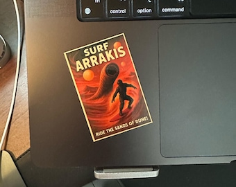 Surf Arrakis Sticker – Retro Dune-Inspired Design – Waterproof Vinyl