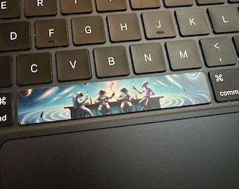 Space Bar MacBook Decal: Astronauts & Alien Vinyl Sticker
