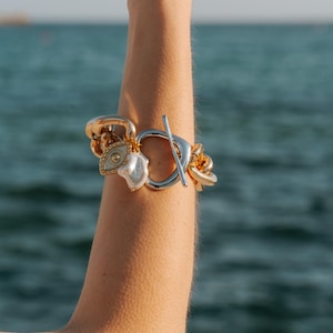 24K Gold Plated Evil Eye Bracelet: Handcrafted Statement Jewelry