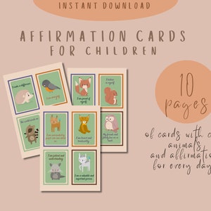 Druckbare Affirmationskarten für Kinder, druckbare Karten, Motivationskarten, Positivitätskarten, Manifestationskarten, tägliche Affirmation