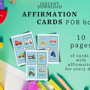 Druckbare Affirmationskarten für Jungen, druckbare Karten, Motivationskarten, Positivitätskarten, Manifestationskarten, tägliche Affirmation