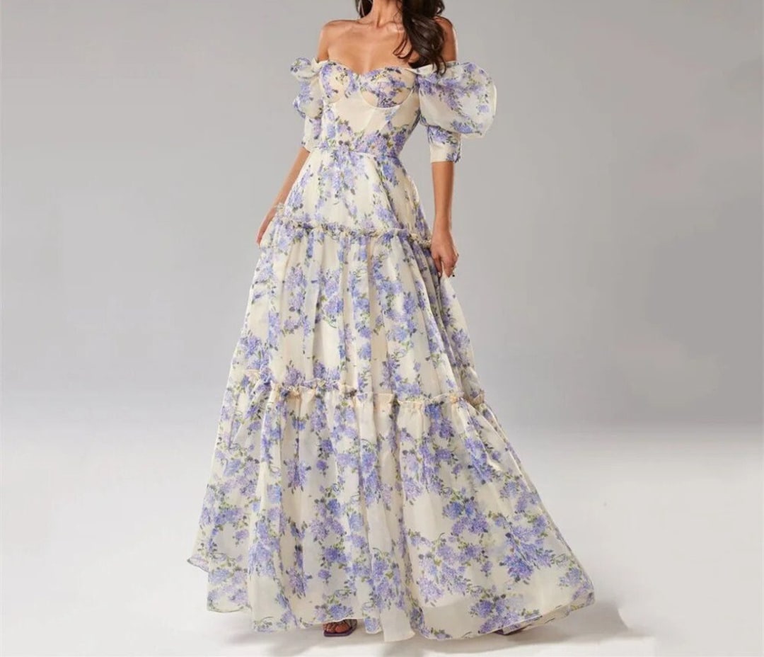 White Silk Draped Oversized Gown With Koi Fish Print For Spring Formalwear By Wavlynn main image 0