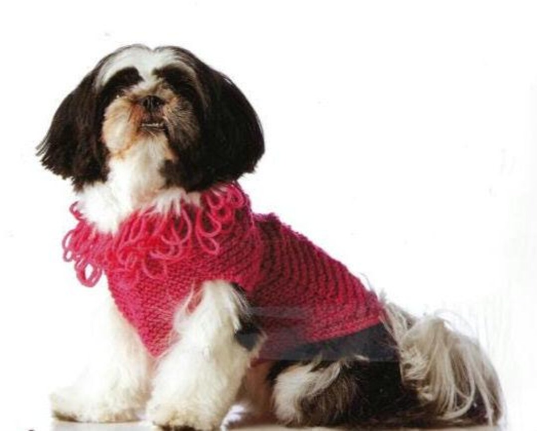 Easy KNIT Dog Sweater Pattern Dog Sweater Vest Neck Size 32cm (12in