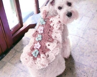 Crochet pattern dog sweater coat pattern-Soft Cashmere crochet dog vest pattern small but easy to make larger. Pretty Dog crochet sweater